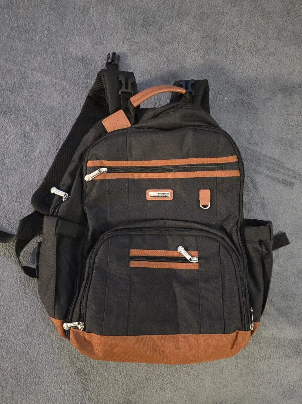 Black and Brown Diaper Bag Backpack